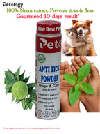 BOW BOW  100% Natural Anti-Tick, Lice & Flea Dogs & Cats Powder for Soft & Conditioned Coat No Rinse Anti-Itching ,Dog Powder for Ticks and Fleas – All Breeds-105 Gm