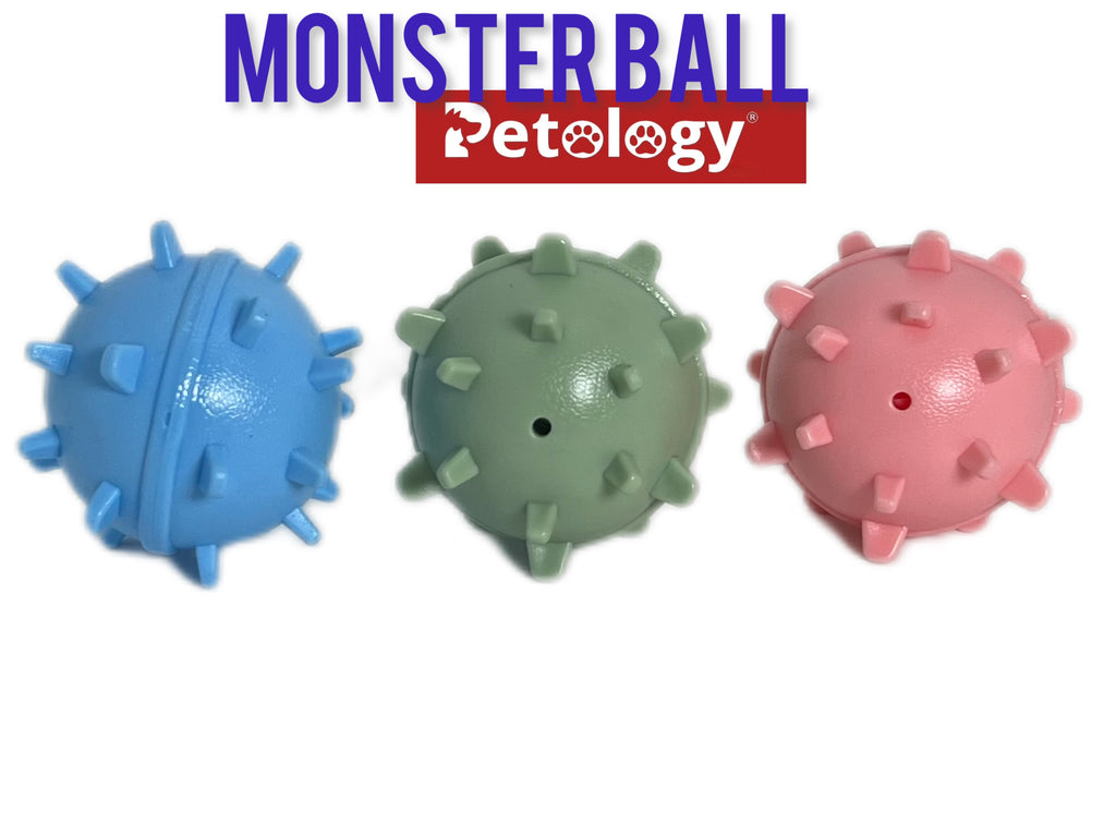 Latest MONSTER Dog Spike Ball Made with Thermoplastic Rubber,BPA FREE NON- Toxic easy perfect Grip Suitable for Small to Medium Dogs & Puppies Chewing, Teething, & Training  squeaky Ball Safe for Dogs Highly Durable