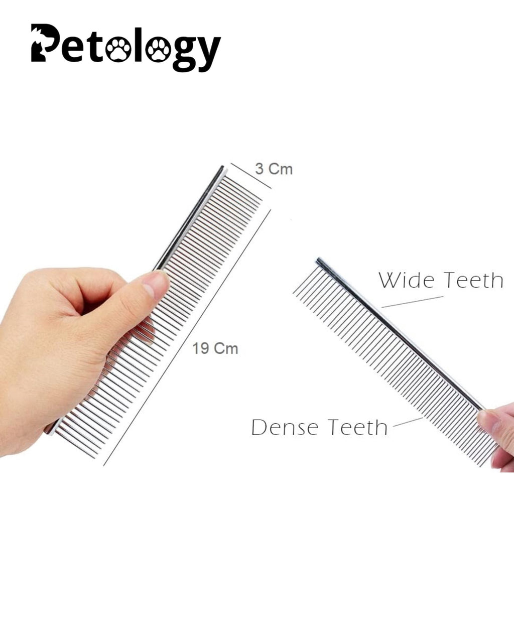 HiHygiene Professional Rounded Teeth Stainless Steel Needles (Flat Comb, Small) Pet Hair Grooming comfortable Comb Suitable for Dogs, Puppies, Rabbits, and Cats