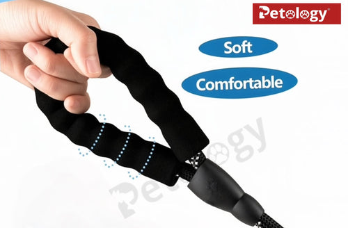 PAWPET Highly Reflective Rope Dog Leash with Comfortable Padded Handle, 360-Degree Rotating Metal Buckle Without Tangles, Ideal for Medium Large Dogs, 1/2 inch, Black  (Black, 5 & 6.5 Feet Long)
