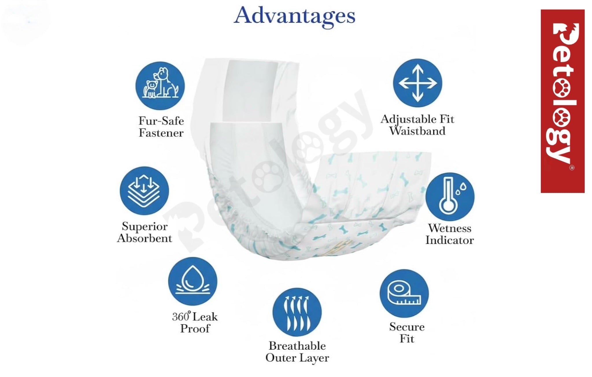 Petability Dogs Disposable Diapers for Dog -10Pcs Diaper Pants Nappy Leak-Proof, Ultra-Absorbent Daily and Travelling Purpose size available small,medium,Large & Xtra-Large