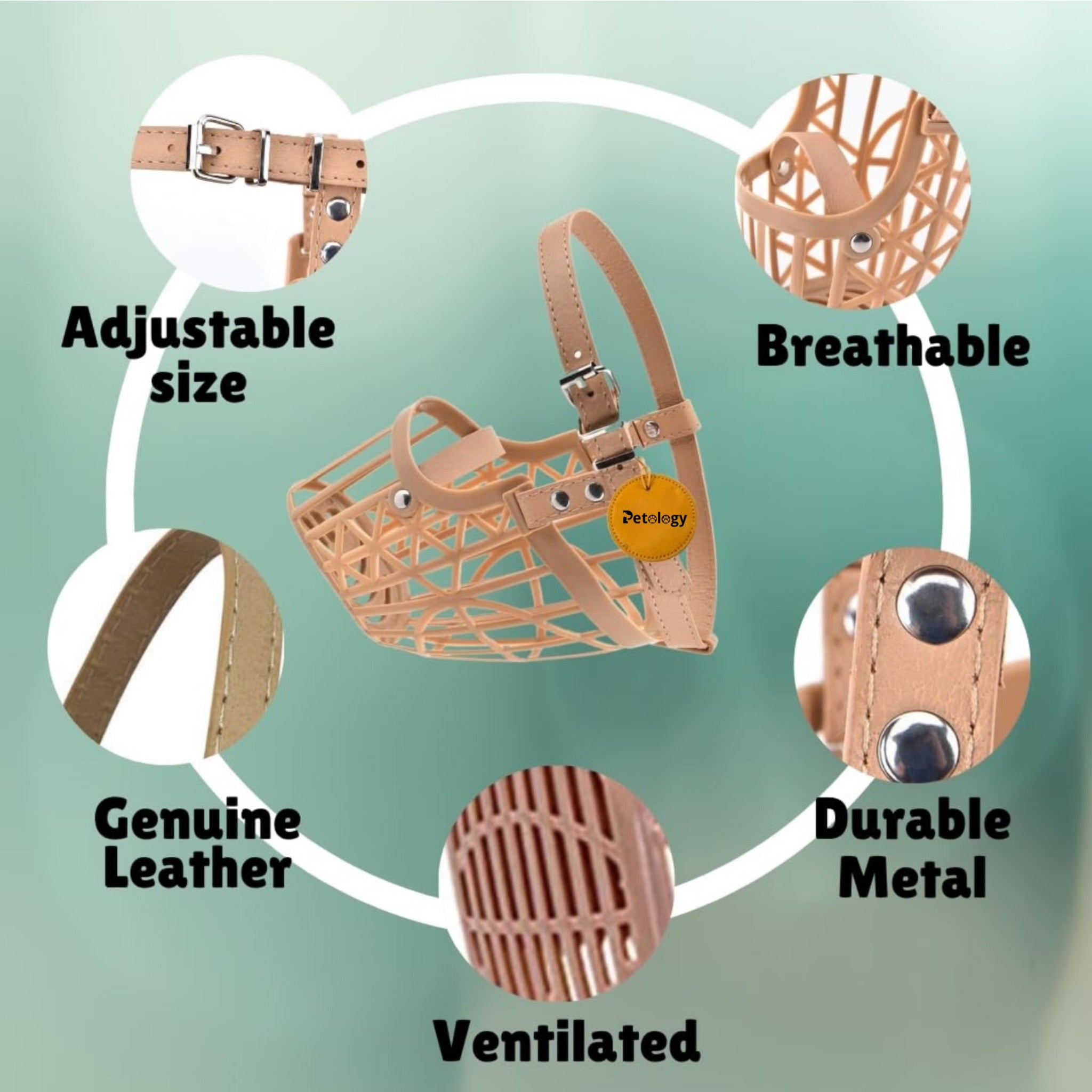 Adjustable Strap Safe Muzzle Dogs Ensure Pet Safety and Comfort, Prevent Biting Behavior Perfect Ideal for Walks, Training, and Grooming. (Beige)