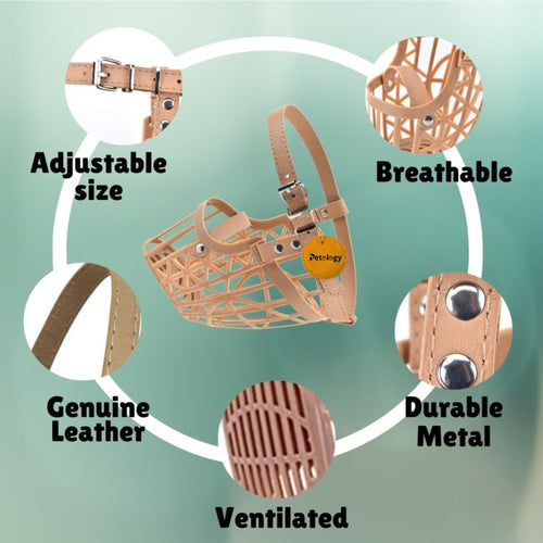 Adjustable Strap Safe Muzzle Dogs Ensure Pet Safety and Comfort, Prevent Biting Behavior Perfect Ideal for Walks, Training, and Grooming. (Beige)