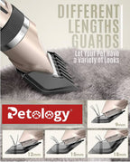 Pawpet Professional pet grooming kit for Dogs & cats Low noise<50dbs, no afraid pets, Powerful upto 850 MAH Battery & 4 inter-changeable combs for better cut additional steel comb and post trimming palm massager (absolutely free)