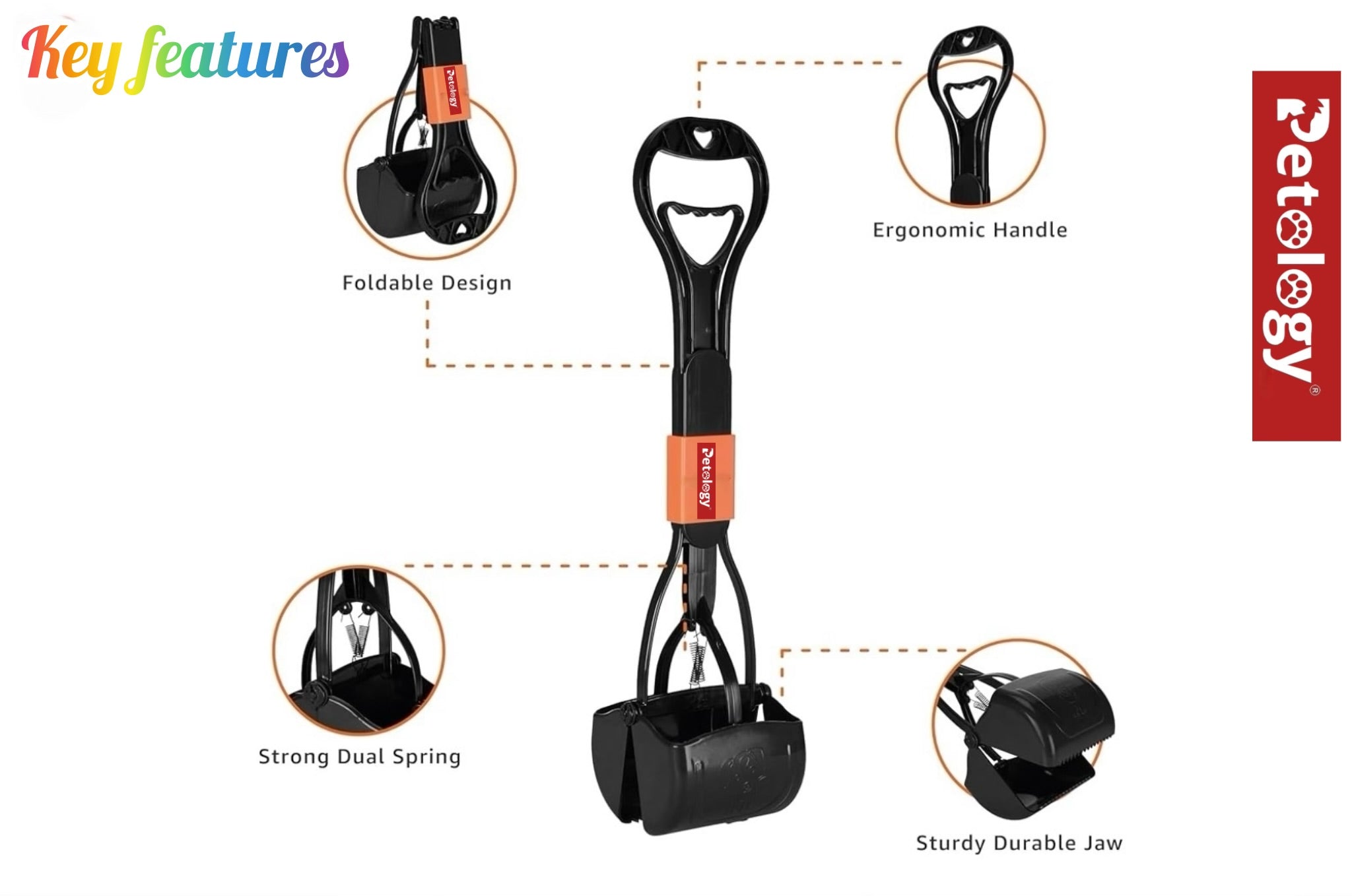 Petosafe Dog Waste Scooper Folding Dog Poop Scooper Pet Waste Potty Picker Large 24 Inches Color May Vary