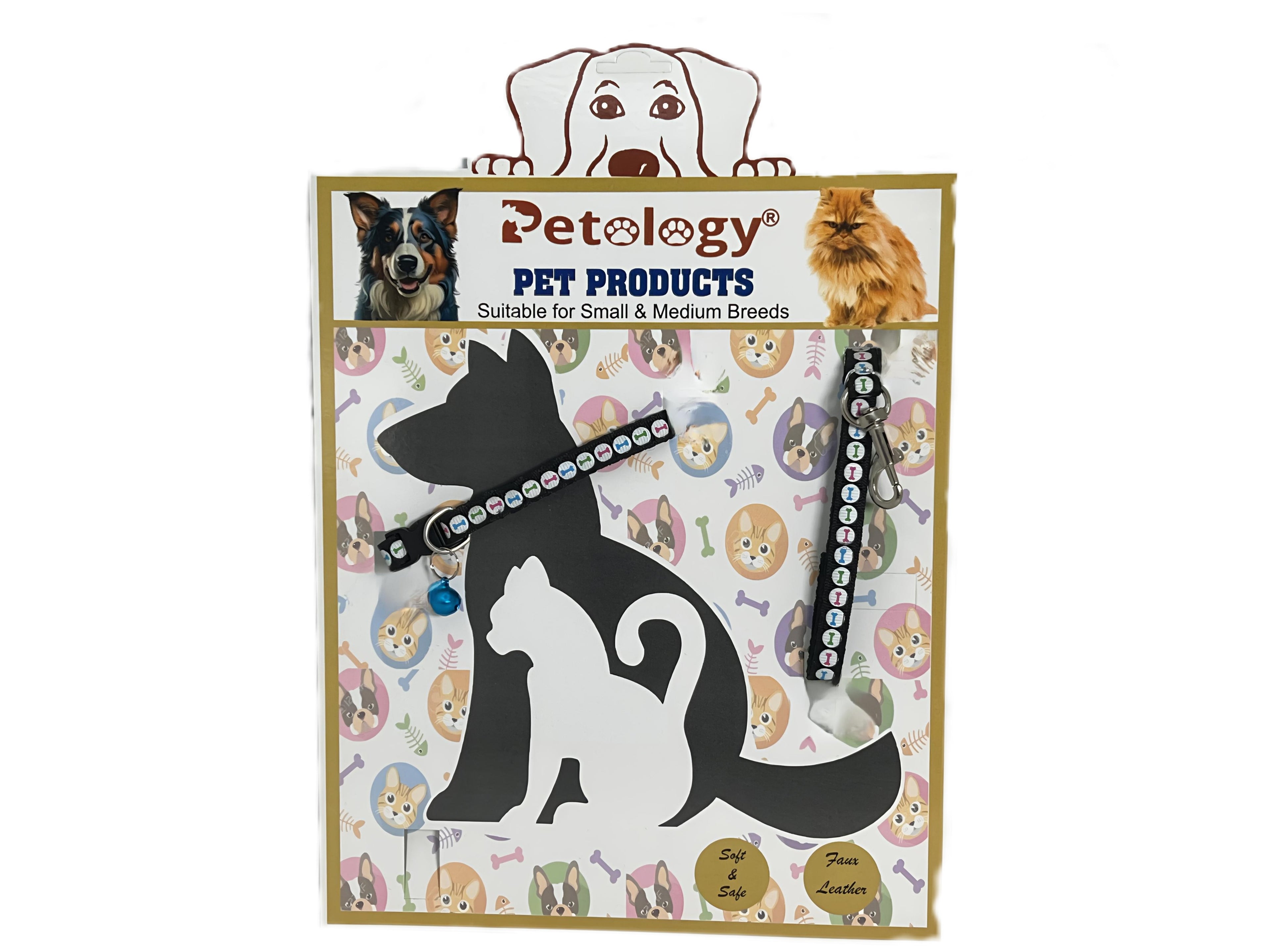 PawPet Unique Stylish & Durable 10 MM Dog Collar and Leash Set Puppy Printed Adjustable Nylon Collar with Leash, Collar Leash Set for Puppies, Dog & Cat