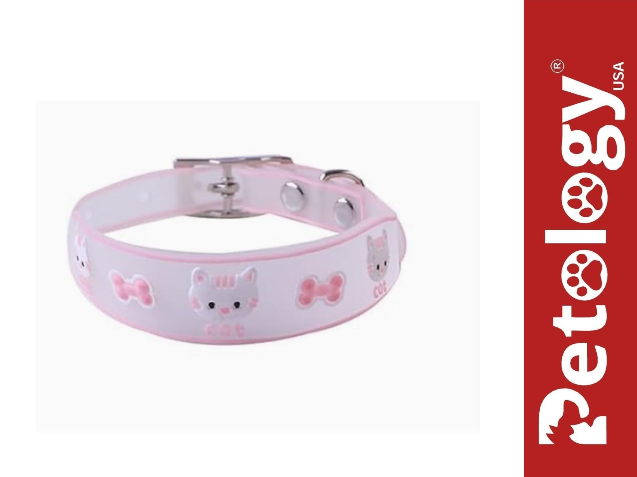 Petology Silicone Cat/Kitten Reflective Adjustable Collar Safety Buckle with Bells Cat Radium Adjustable Collar with Bell for Puppy/Kitten (Color May Vary) (Pack of-2, Design -2)