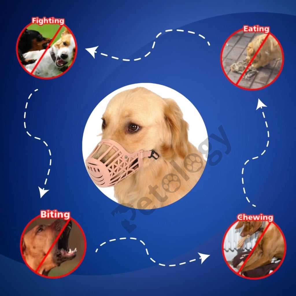 Adjustable Strap Safe Muzzle Dogs Ensure Pet Safety and Comfort, Prevent Biting Behavior Perfect Ideal for Walks, Training, and Grooming. (Beige)