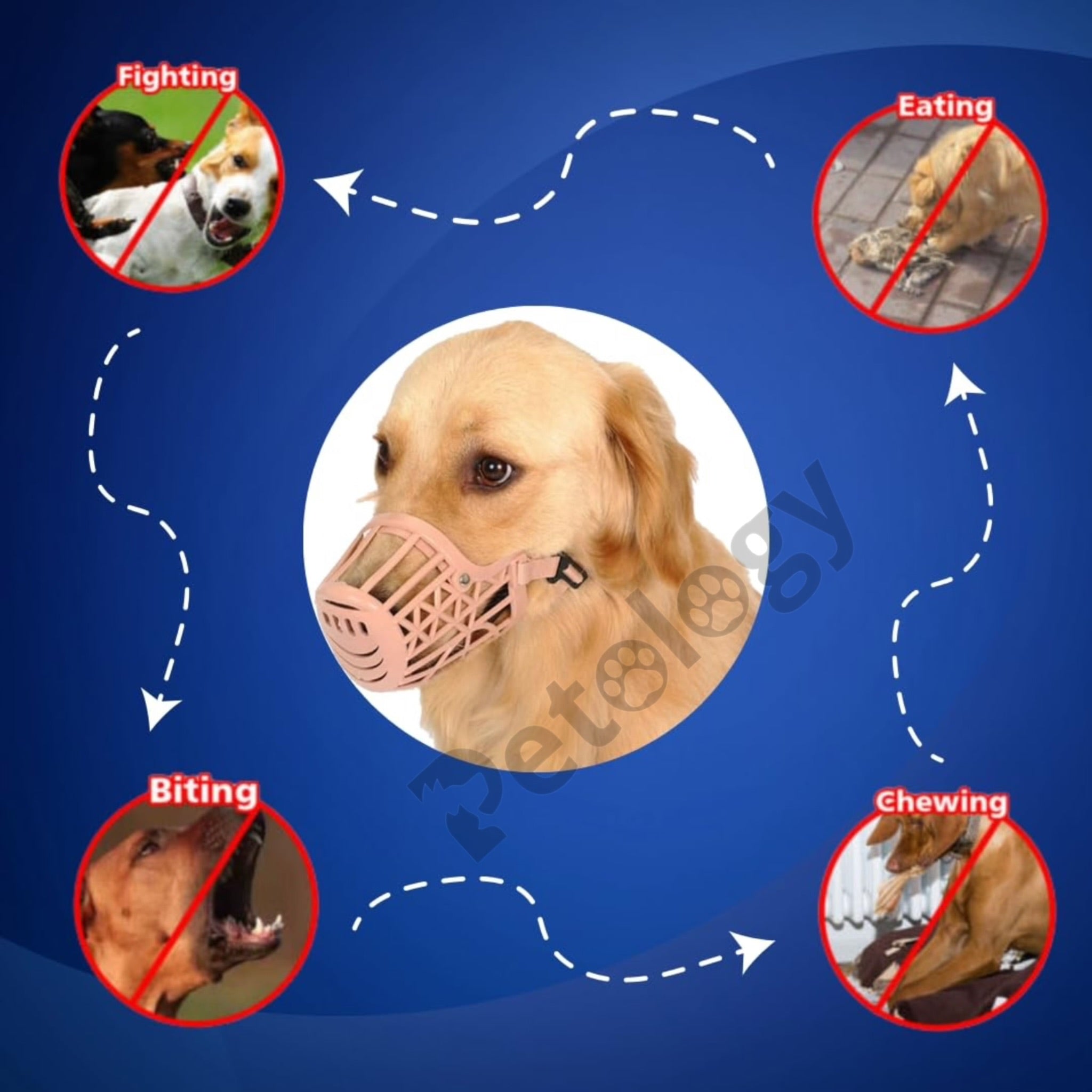 Adjustable Strap Safe Muzzle Dogs Ensure Pet Safety and Comfort, Prevent Biting Behavior Perfect Ideal for Walks, Training, and Grooming. (Beige)