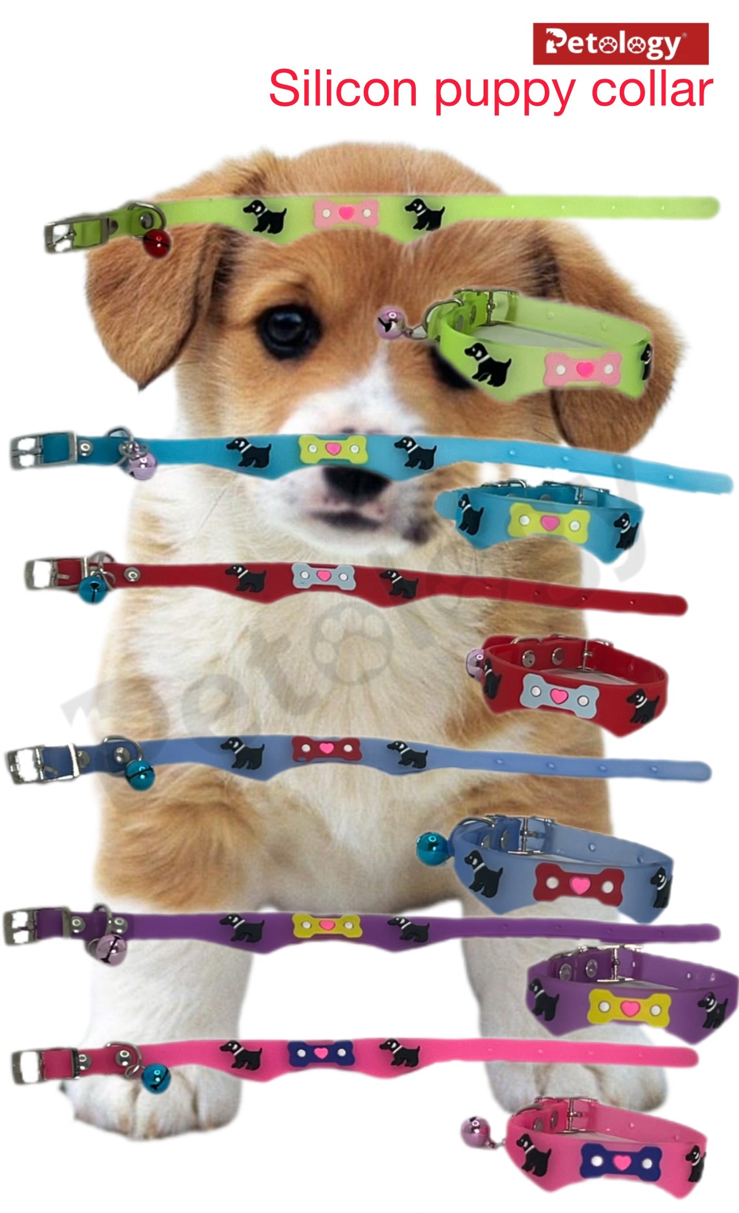 Get 2 for price of 1 Adjustable Multiple Colors extra soft & Style Pet Dog Silicone  Bell small Dog & Puppy Collar Training Collar-color may vary