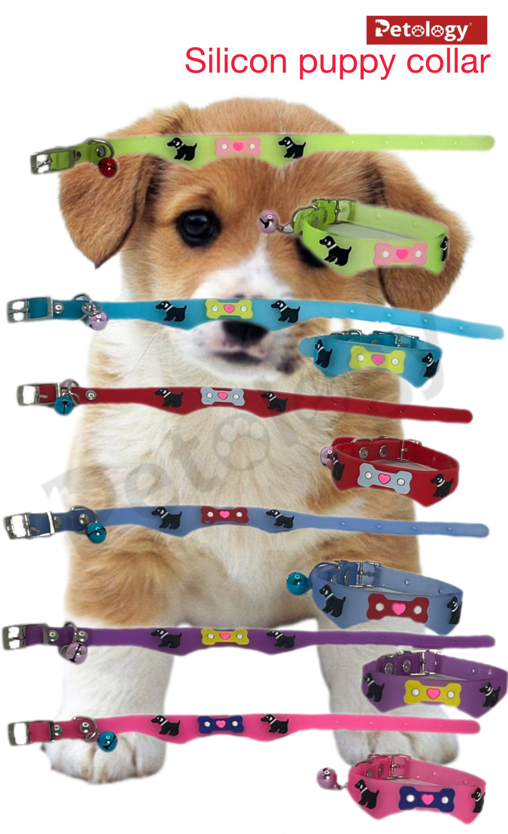 Get 2 for price of 1 Adjustable Multiple Colors extra soft & Style Pet Dog Silicone  Bell small Dog & Puppy Collar Training Collar-color may vary