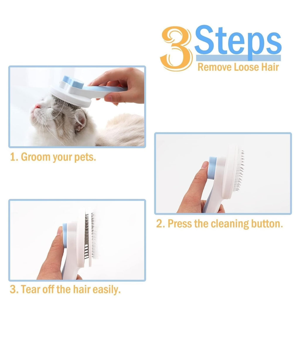 Hi Health Grooming COMBO Premium Slicker Brush with flea for CATS & DOGS Self Cleaning Shedder Gently Removes Loose Undercoat, Mats and Tangled