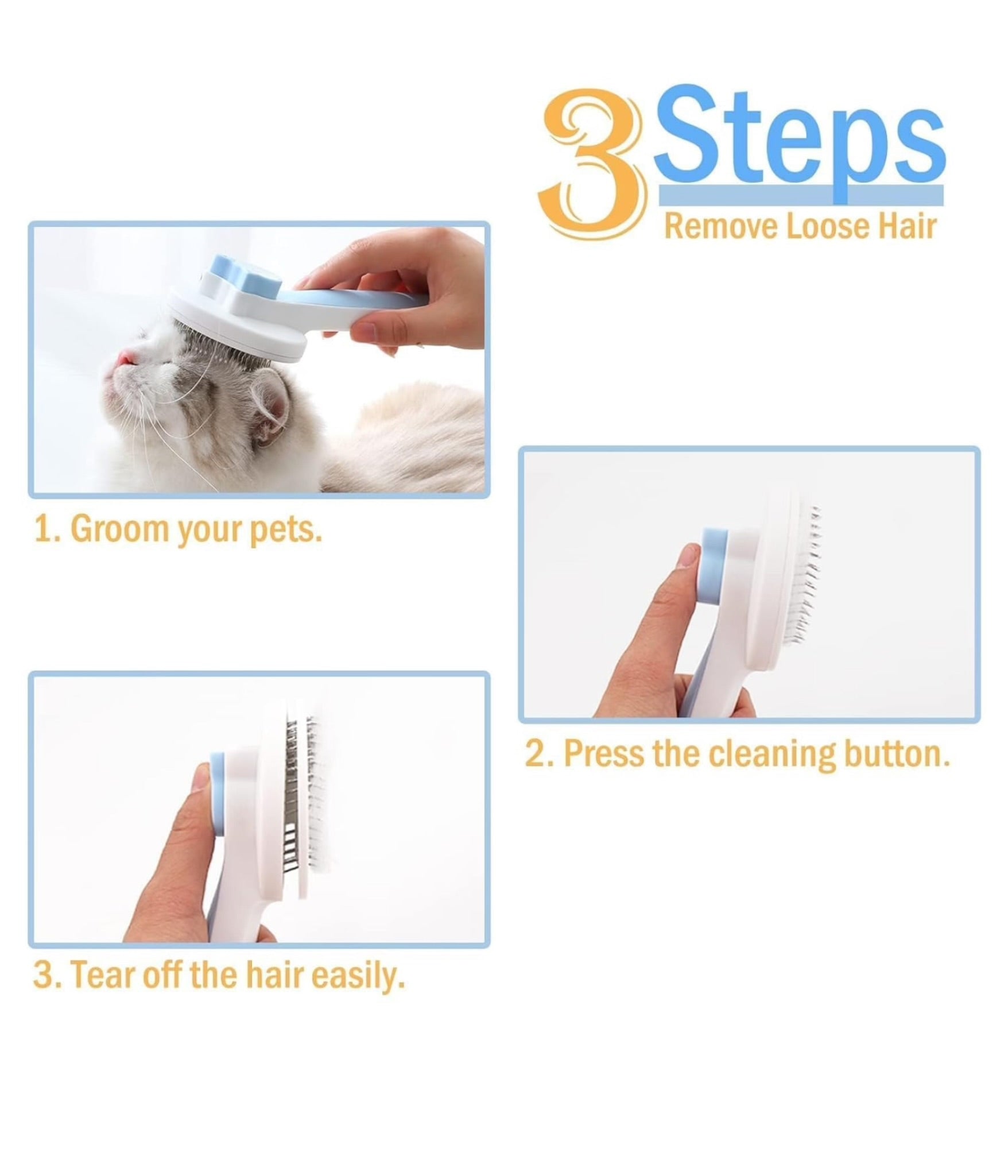 Hi Health Grooming COMBO Premium Slicker Brush with flea for CATS & DOGS Self Cleaning Shedder Gently Removes Loose Undercoat, Mats and Tangled