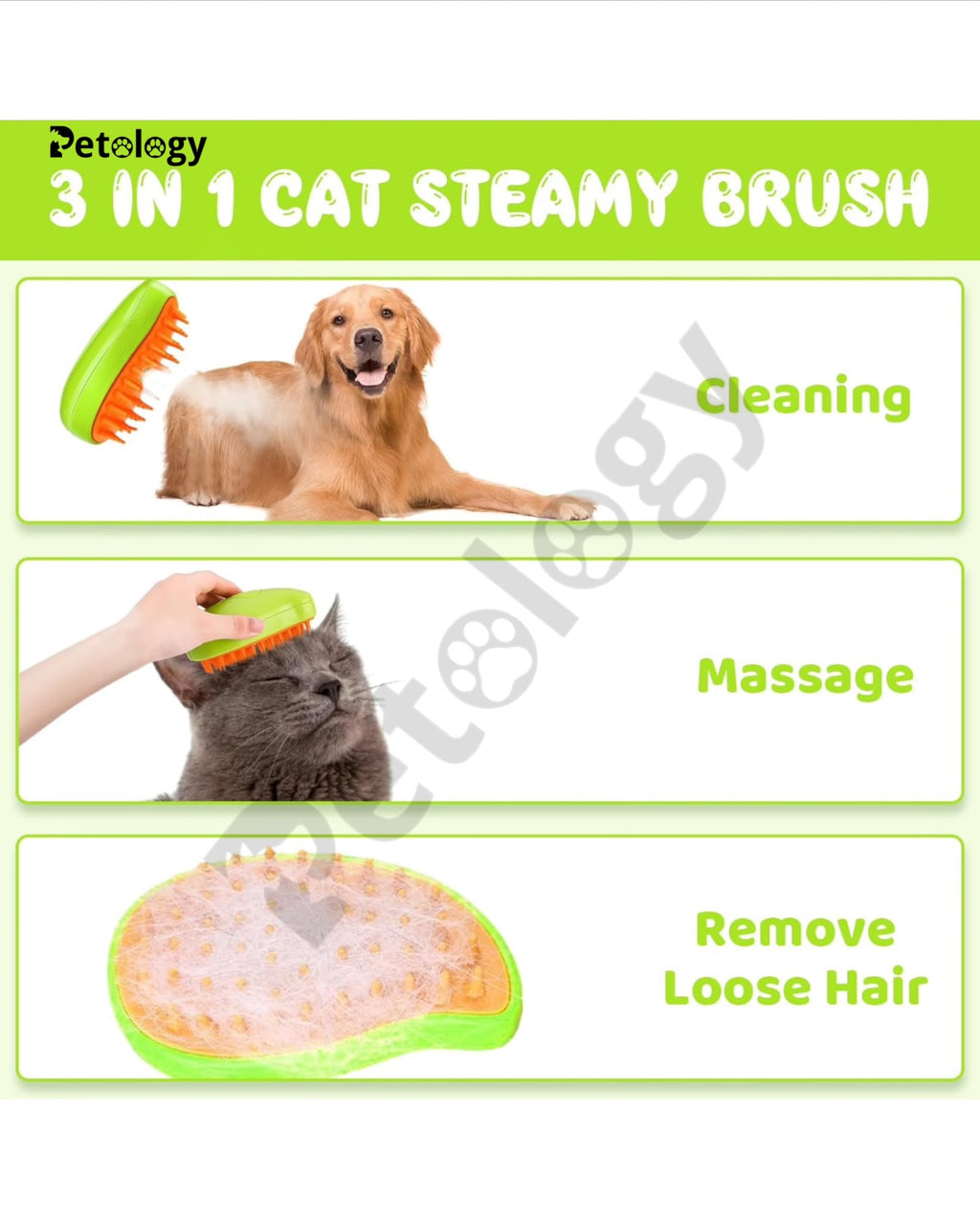 3 in 1 Cat Steam Brush Cat Grooming Brush Self-Cleaning Re-chargeable Steam Brush Massage Brush for Removing Hair