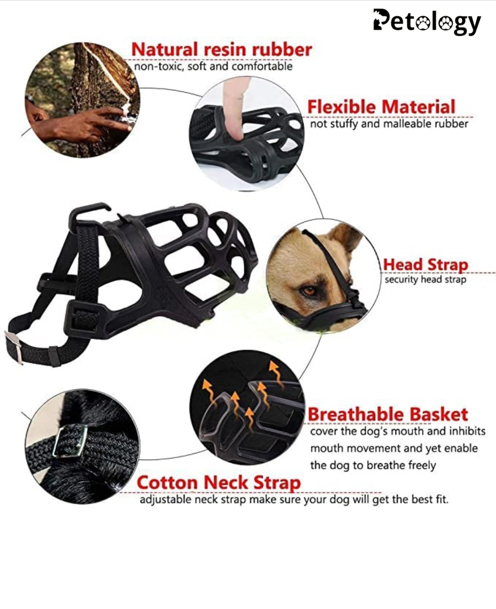 100% Silicon & extra soft Mouth Cover Muzzle Guard with Adjustable Strap Buckle Ideal for Stopping Biting, Barking & eating useless street waste, XLarge,large,Medium Dog & Puppy